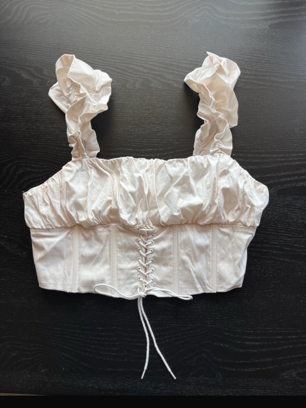 Ruffle Strap Lace-Up Corset Top 🕊️✨